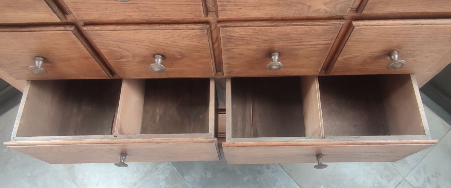 Meuble de métier en chêne 19 tiroirs