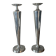 Pair of aluminium cast candle holders 52cm