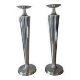 Paire de bougeoirs en fonte d’aluminium 52cm