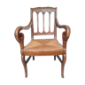 fauteuil paillé de seigle doré en noyer massif époque restauration vers 1820
