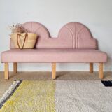 Pink faux leather bistro bench for 3 people