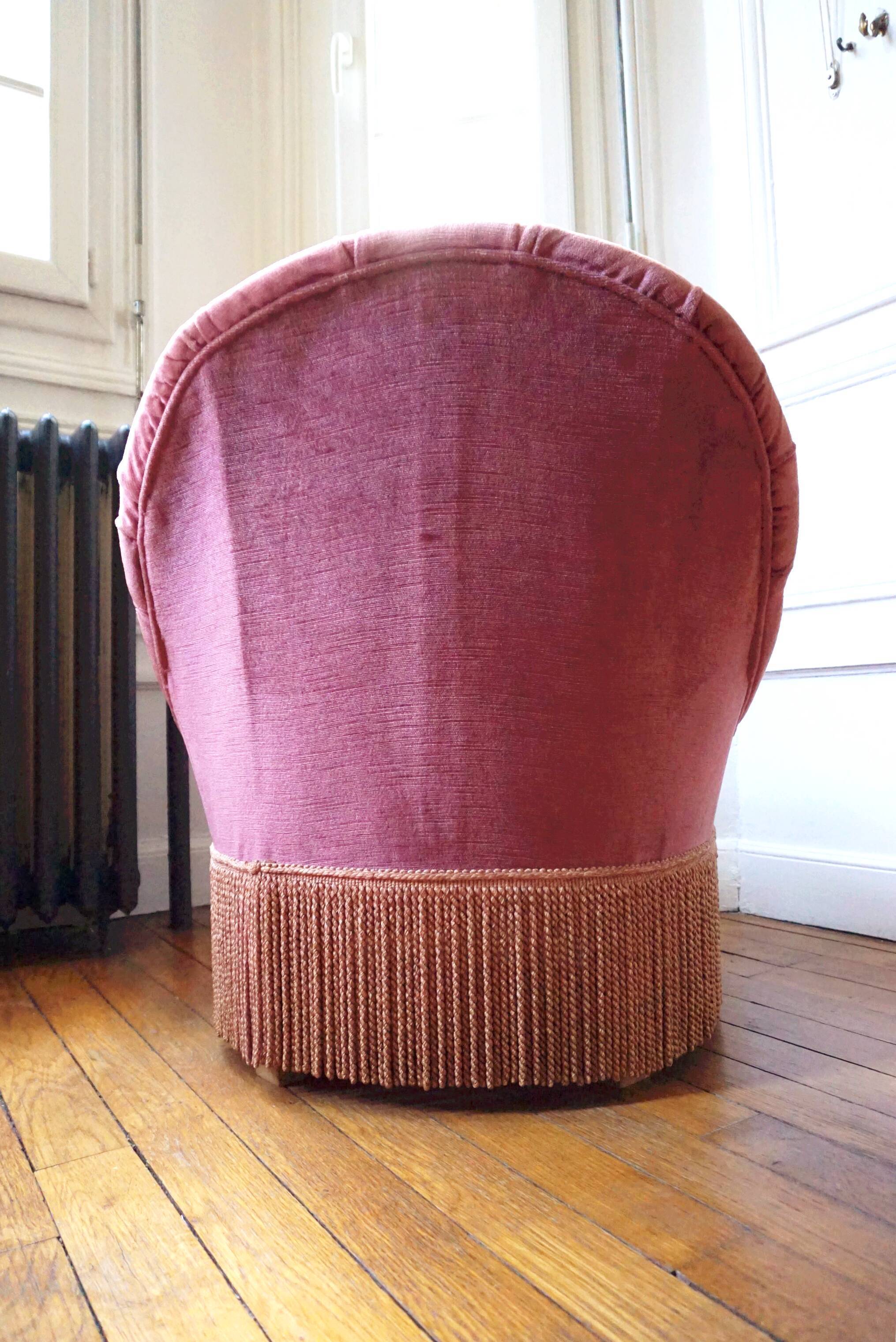 Armchair toad in velvet rose