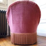 Armchair toad in velvet rose