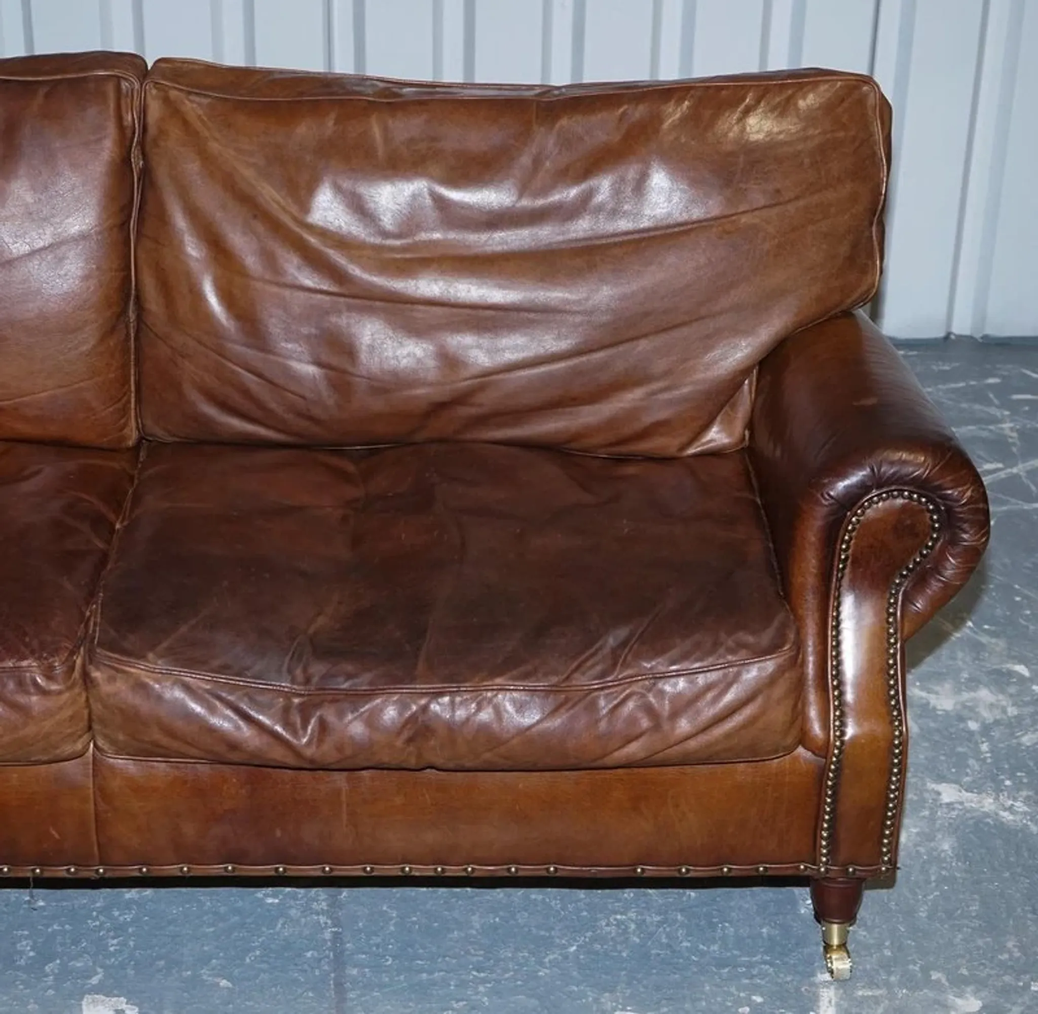 Balmoral 3-Seater Leather Sofa in Heritage Brown by Halo