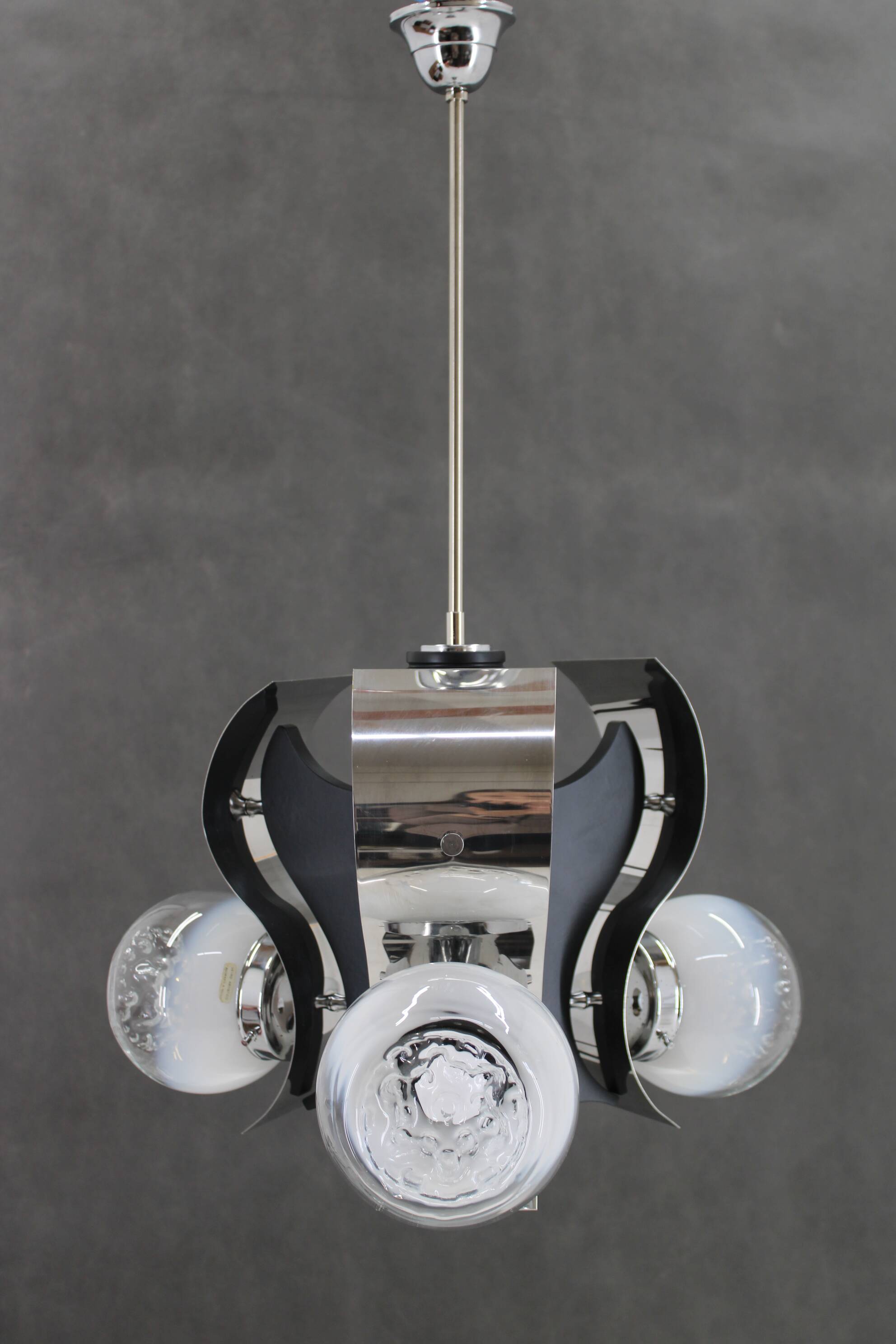 1970s Italian Chrome Plated Chandelier