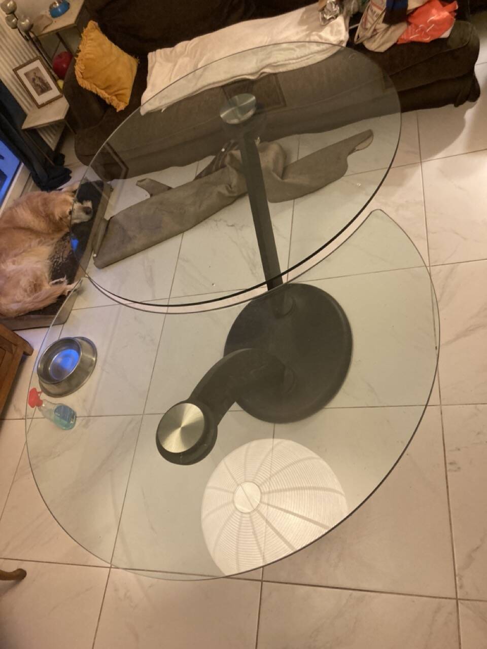 Roche bobois extendable glass dining table