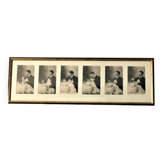 Table with 6 old postcards under glass of h. spice-themed manual