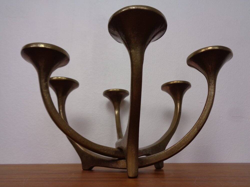 Brutalist Bronze Candleholder by Michael Harjes, 1960s