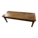 Colonial style teak coffee table - bamboo top under glass