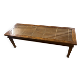 Table basse style colonial teck - plateau bambou sous verre