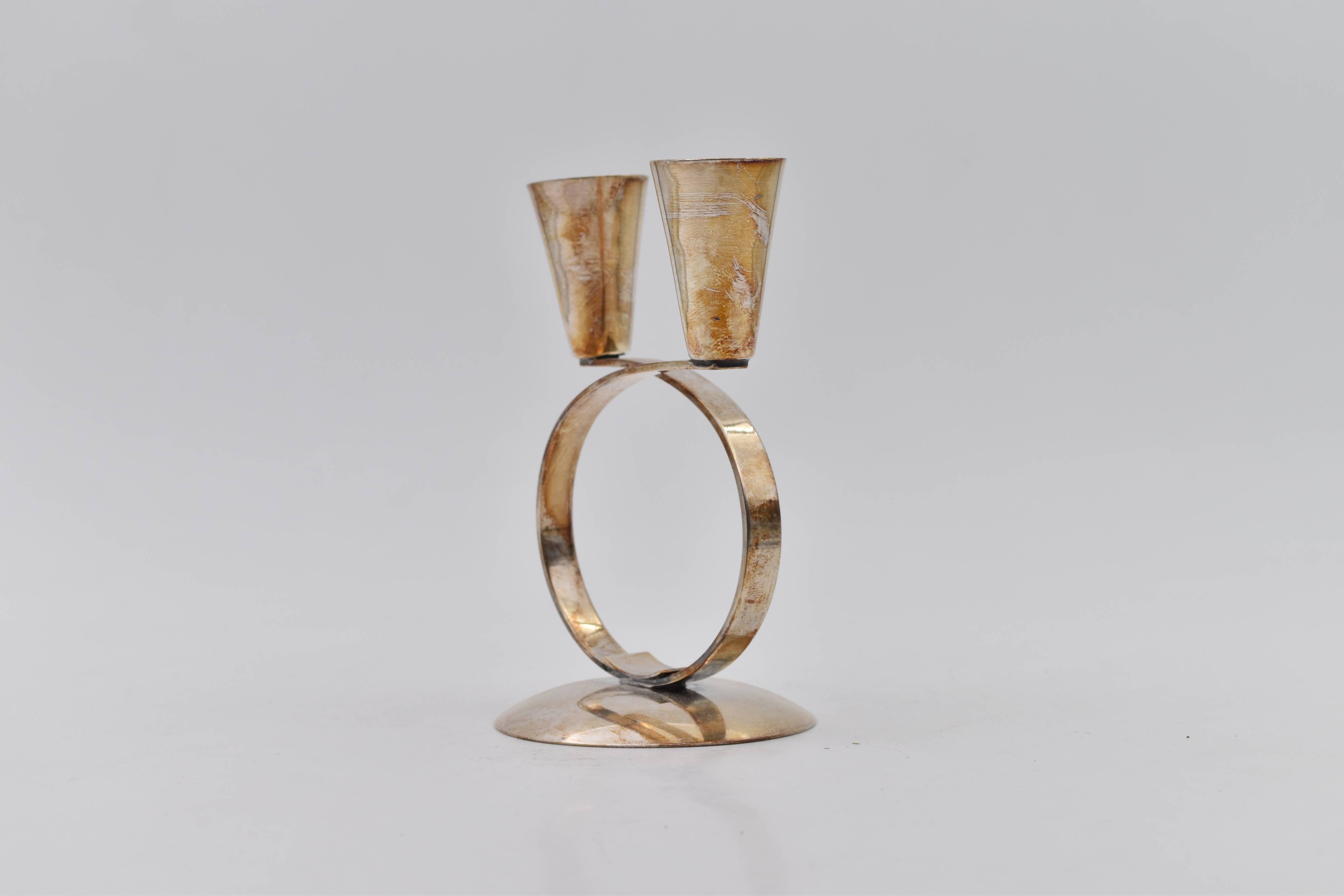 Vintage Danish silver metal candlestick