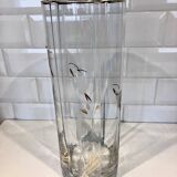 Fluted glass vase engraved on the wheel - 50s