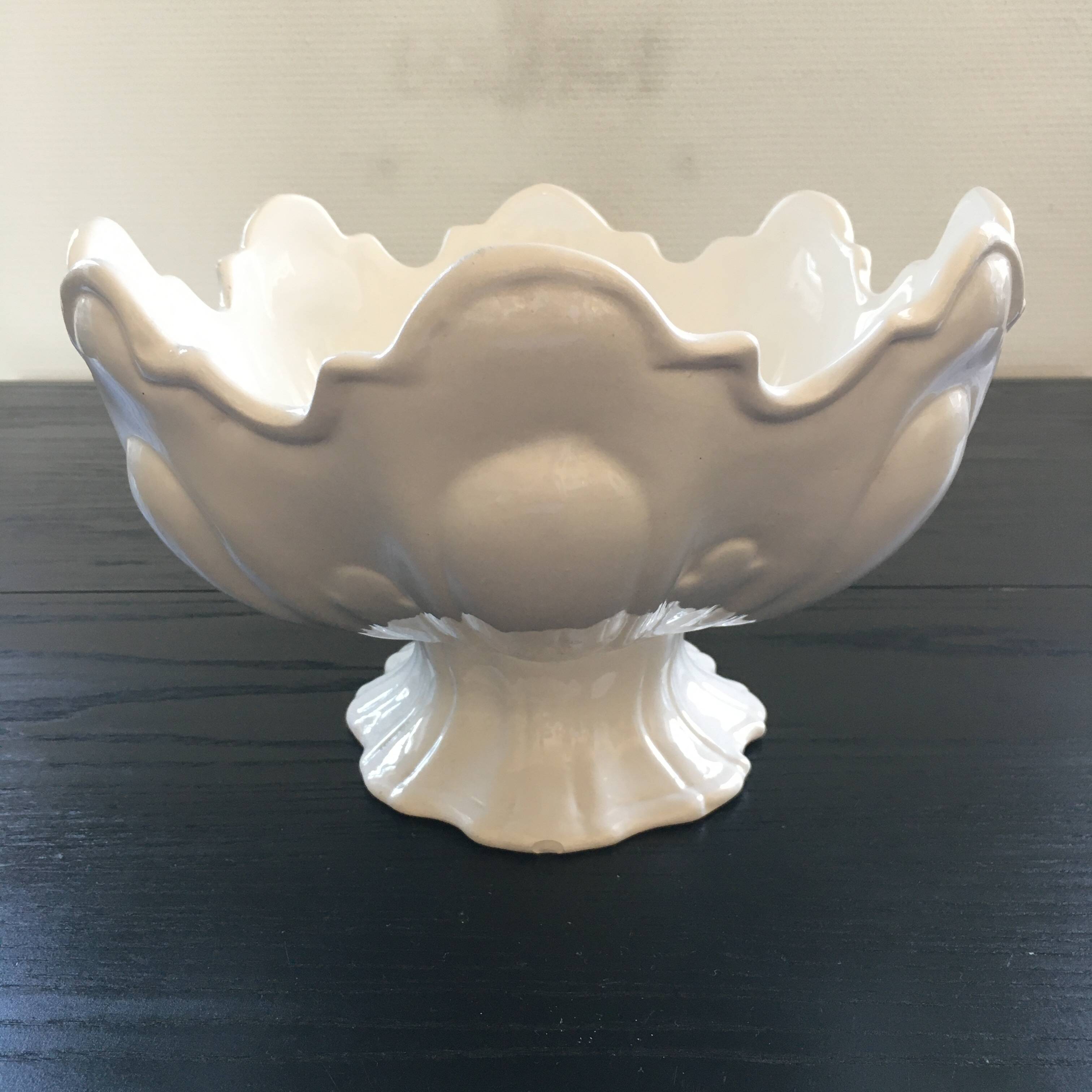 Large white scalloped cup