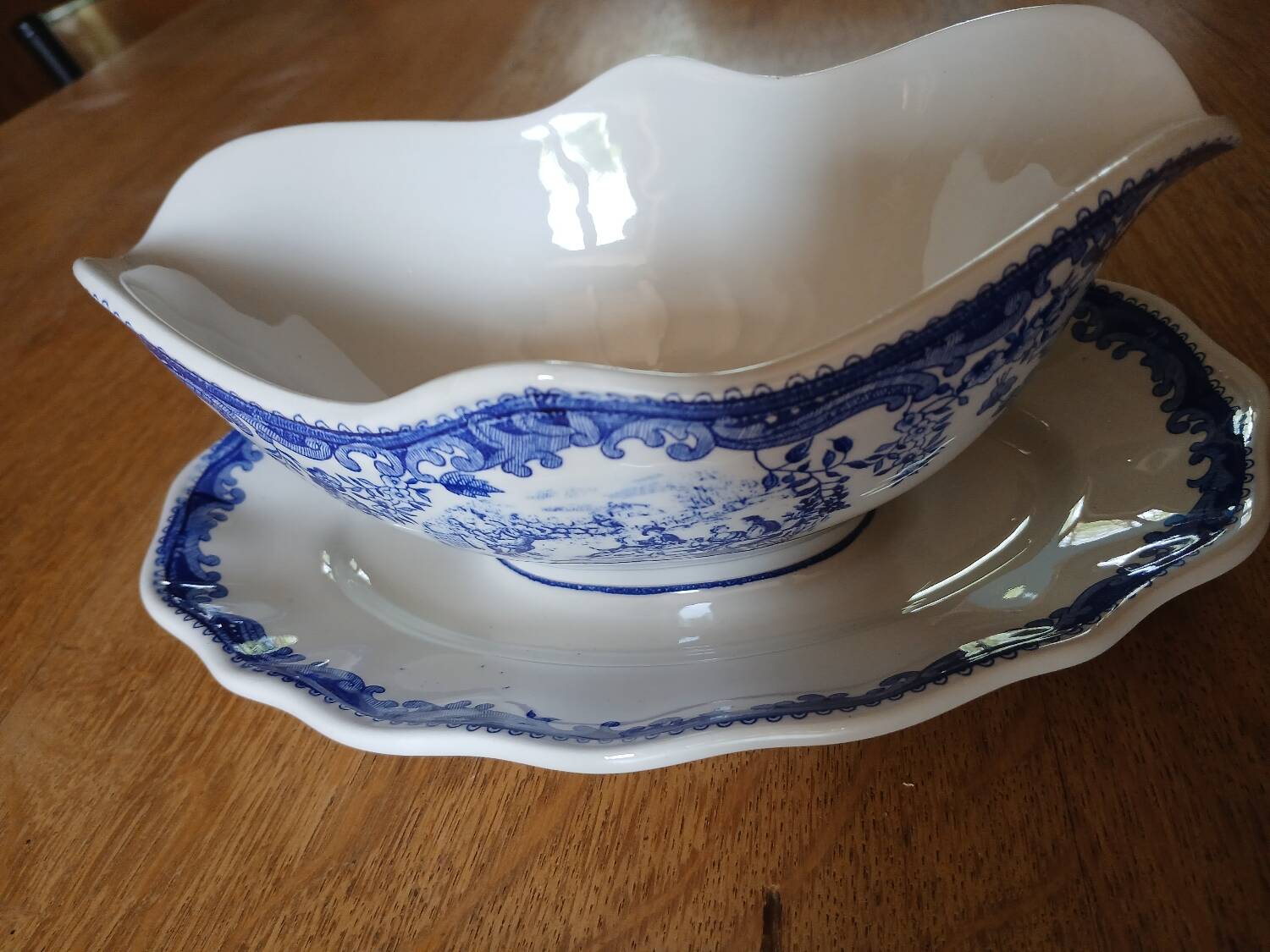 Old Lunéville earthenware sauce boat