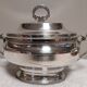 Antique silver-plated soup tureen – decorated handles – classic style