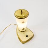 Lampe de table verre opalin et base laiton années 50