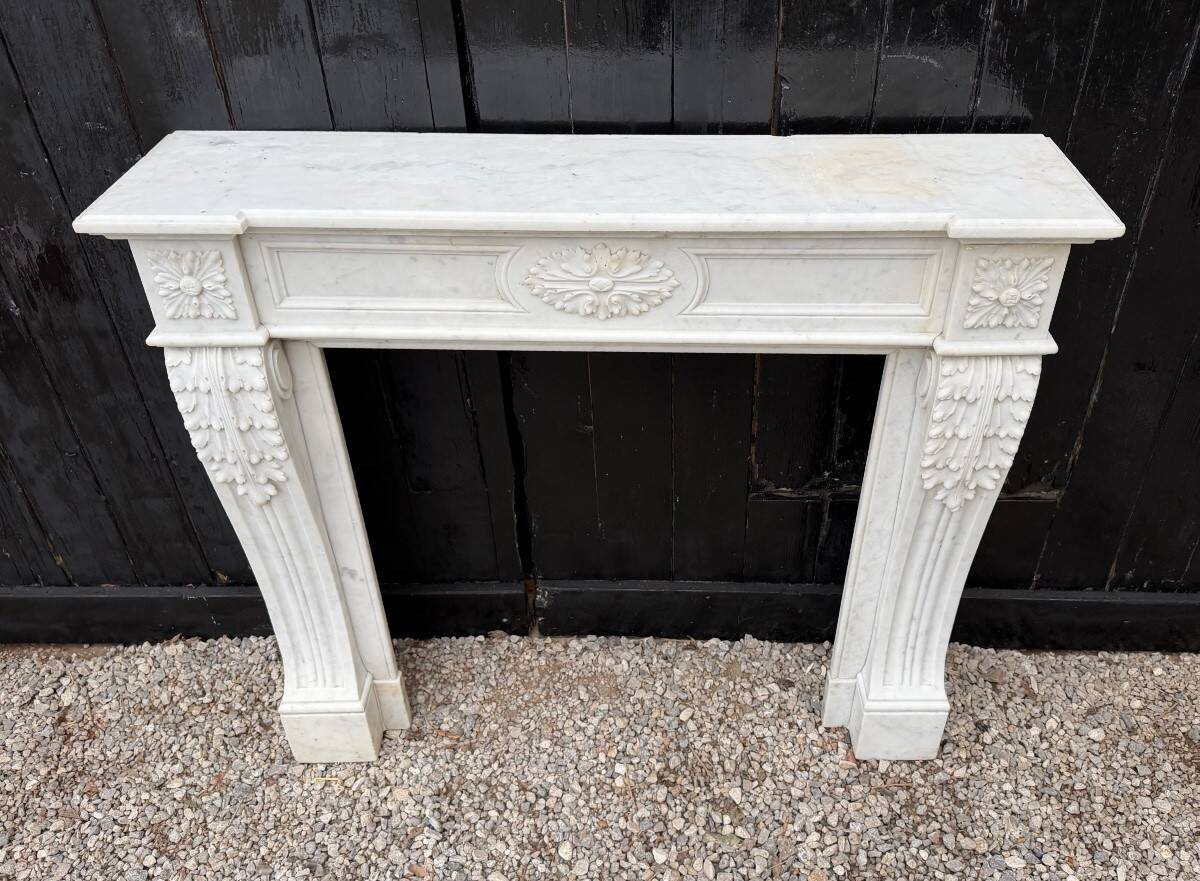 Louis XVI style Carrara marble fireplace circa 1880