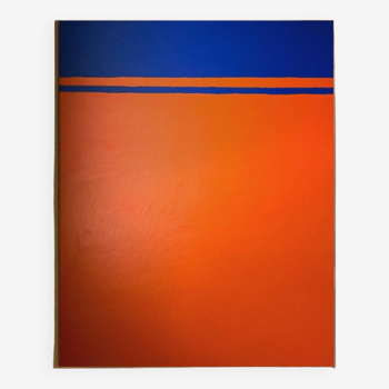 Abstrait contemporain "horizon oranger" 92x73 cm
