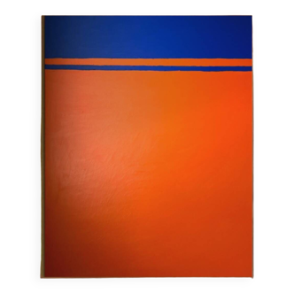 Contemporary abstract "orange horizon" 92x73 cm