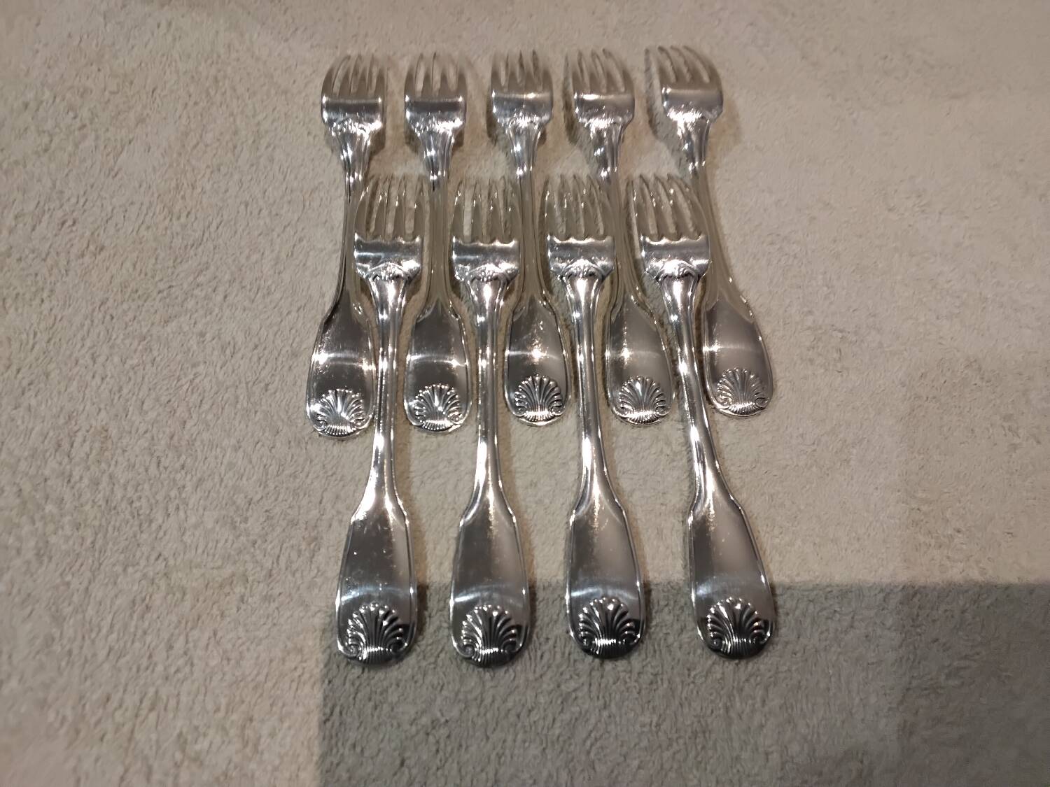 9 silver-plated dessert forks by Christofle Vendome