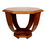 Octagonal Walnut Pedestal Table, Art Deco Modernist, France, c. 1930