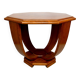 Octagonal Walnut Pedestal Table, Art Deco Modernist, France, c. 1930