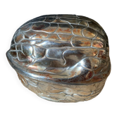 Walnut-shaped box in silver metal