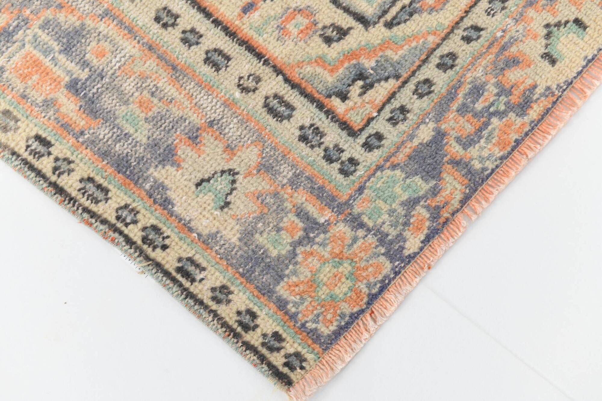 Apricot Tones Pastel Handwoven Turkish Vintage Carpet Rug, 177x273 Cm