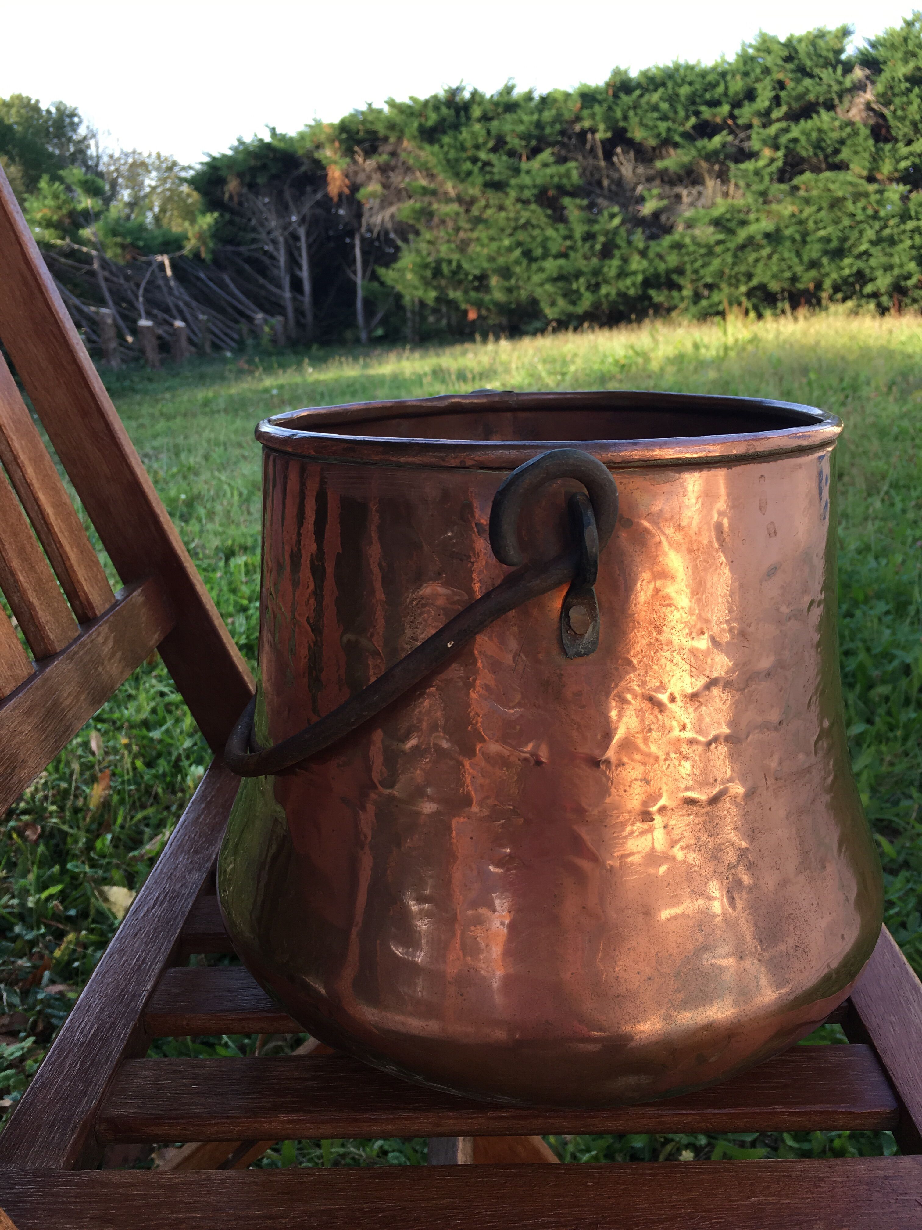 Old copper pot cover