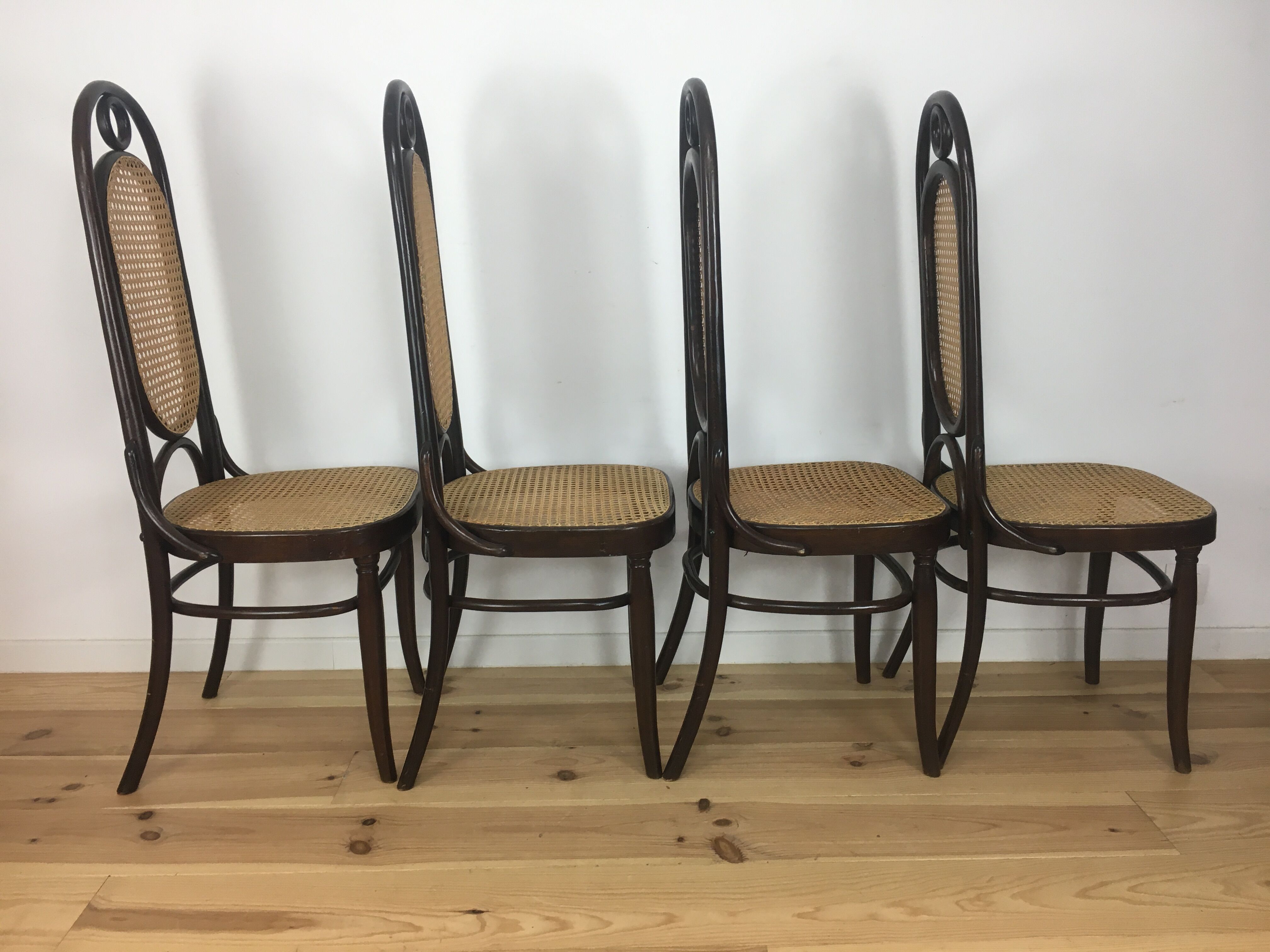 4 bistro chairs number 17 in curved wood and canning