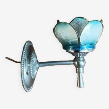 Applique lampe Lotus fleur pétale nacre base métal chromé patiné dp 1123672