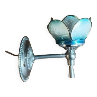 Applique lampe Lotus fleur pétale nacre base métal chromé patiné dp 1123672