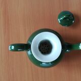 Théière de bistrot en céramique verte et son infuseur