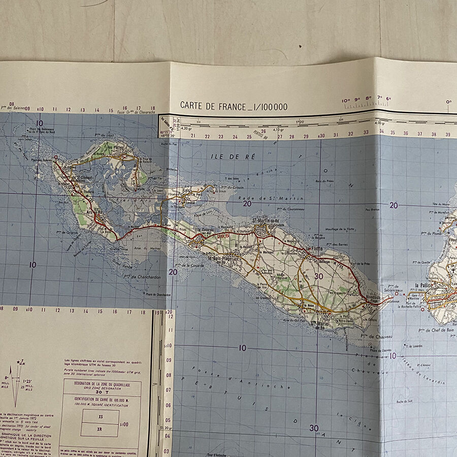 Map La Rochelle - Ile de ré - Ile d'Oléron vintage 1971