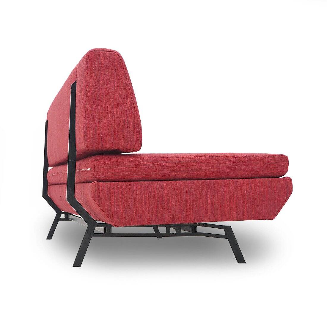 Red fabric sofa bed, 1960s