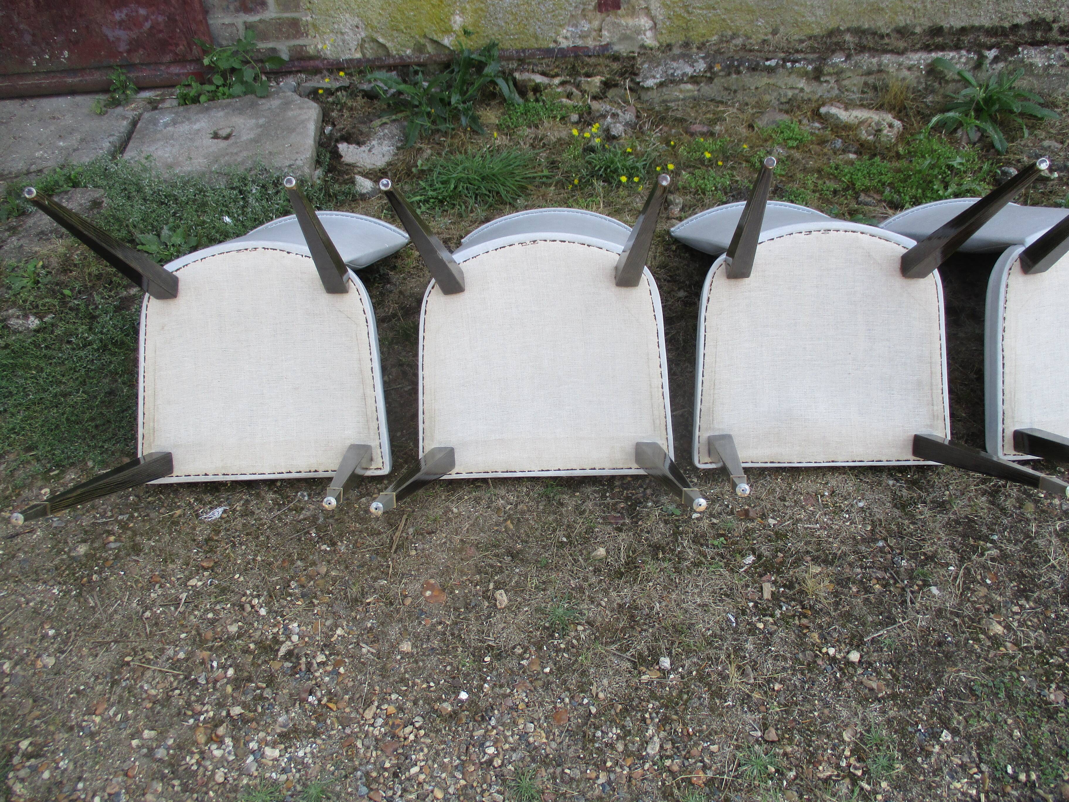 Suite of 6 dining chairs 50'S s imitation gray leather