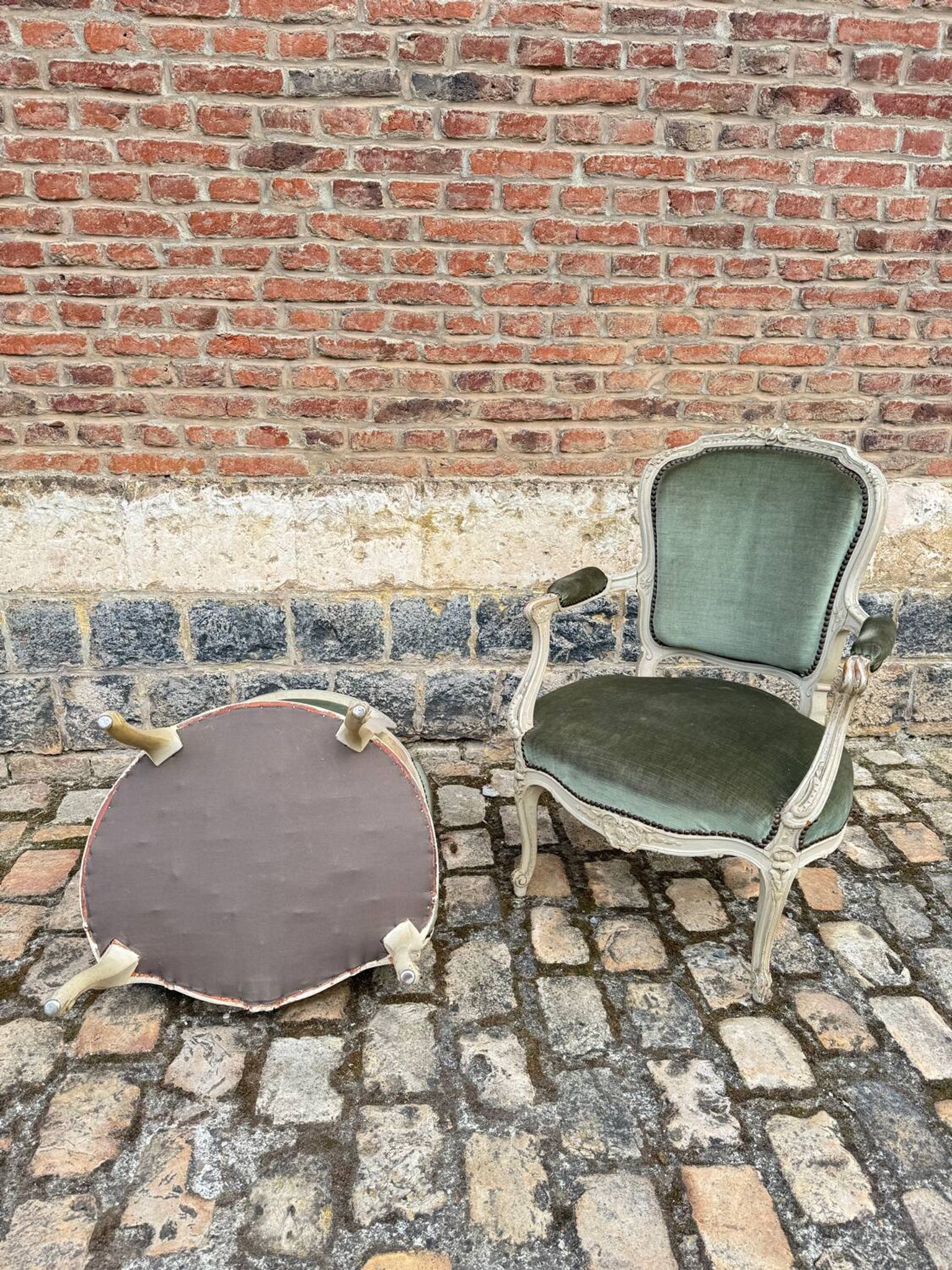 Pair Of Louis XV Style Lacquered Wood Armchairs XIX Eme Century