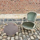 Paire De Fauteuils En Bois Laqué De Style Louis XV XIX Eme Siècle