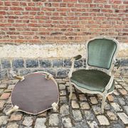 Pair Of Louis XV Style Lacquered Wood Armchairs XIX Eme Century