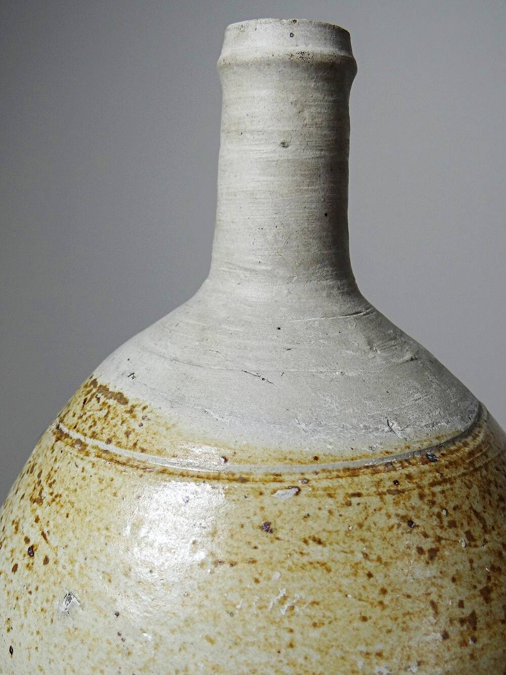 Bonbonne ancienne en grès de Puisaye émaillé, artisanat fin XIXe début XXe