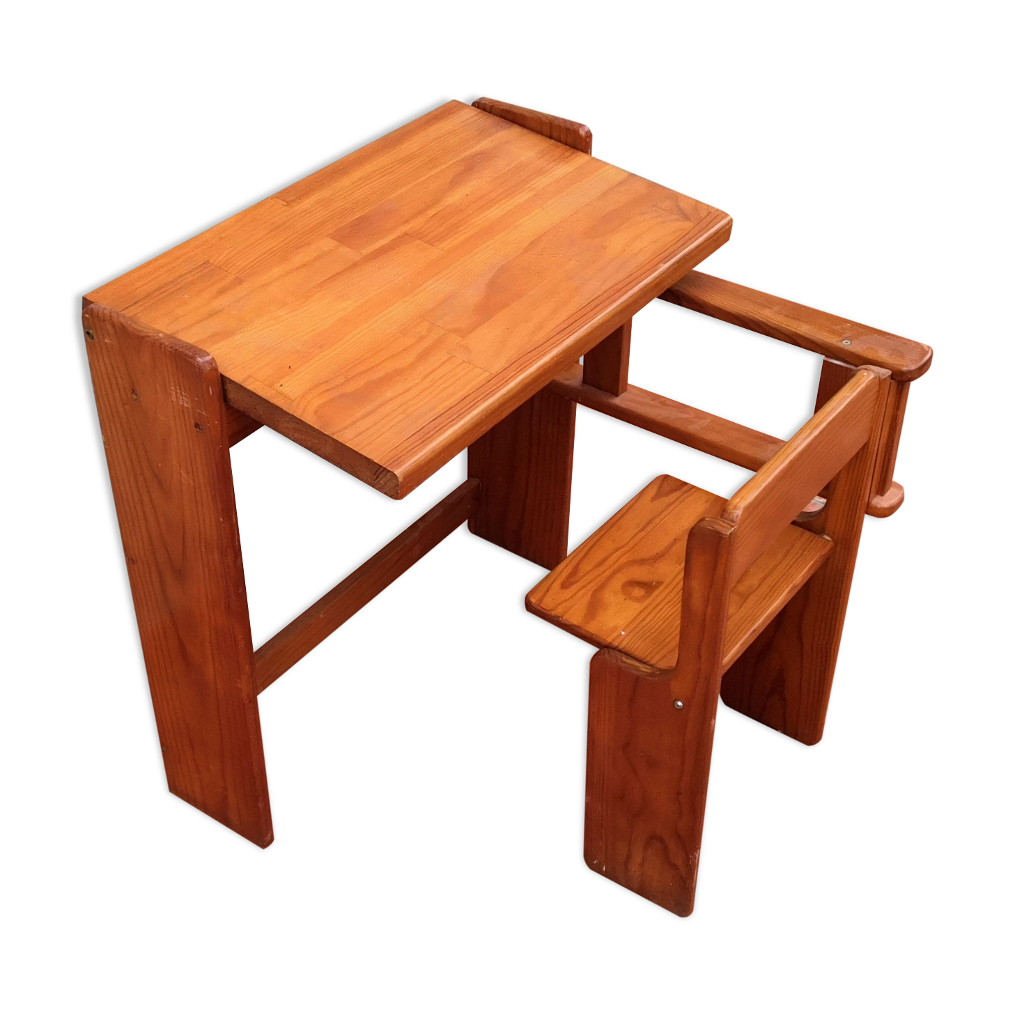 Children's desk with vintage solid pine system