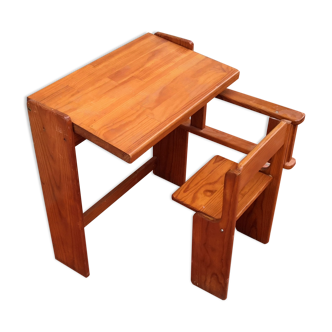 Bureau enfant à système pin massif vintage
