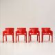Set de 4 fauteuils "Gaudi" rouges de Vico Magistretti pour Artemide