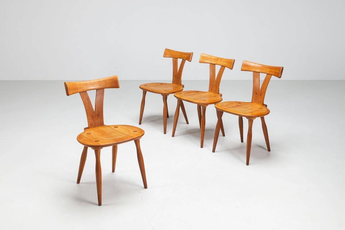Set of four Scandinavian dining chairs in oak Denmark 1960