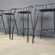 Tabourets de bar vintage en fer forgé et rotin, ensemble de 4 - années 1970