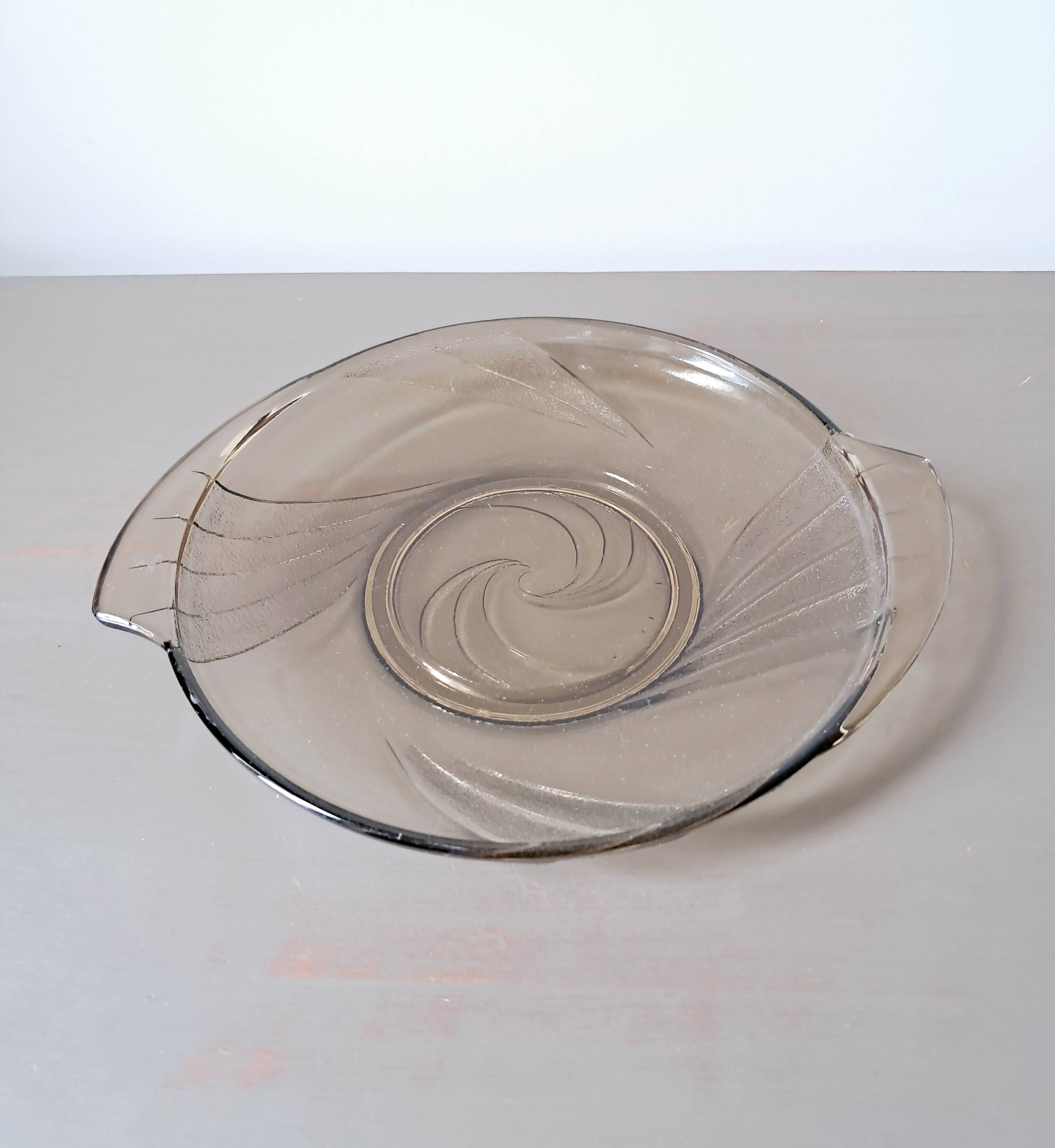 Art Deco clear glass dish. Val Saint Lambert. Belgium