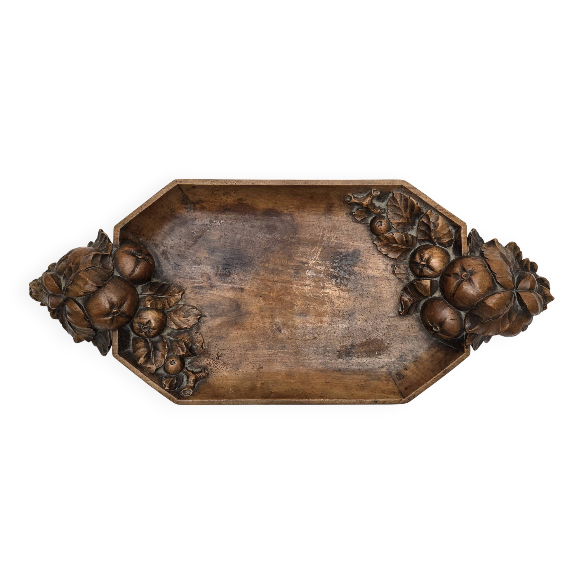 Handmade carved wooden tray
