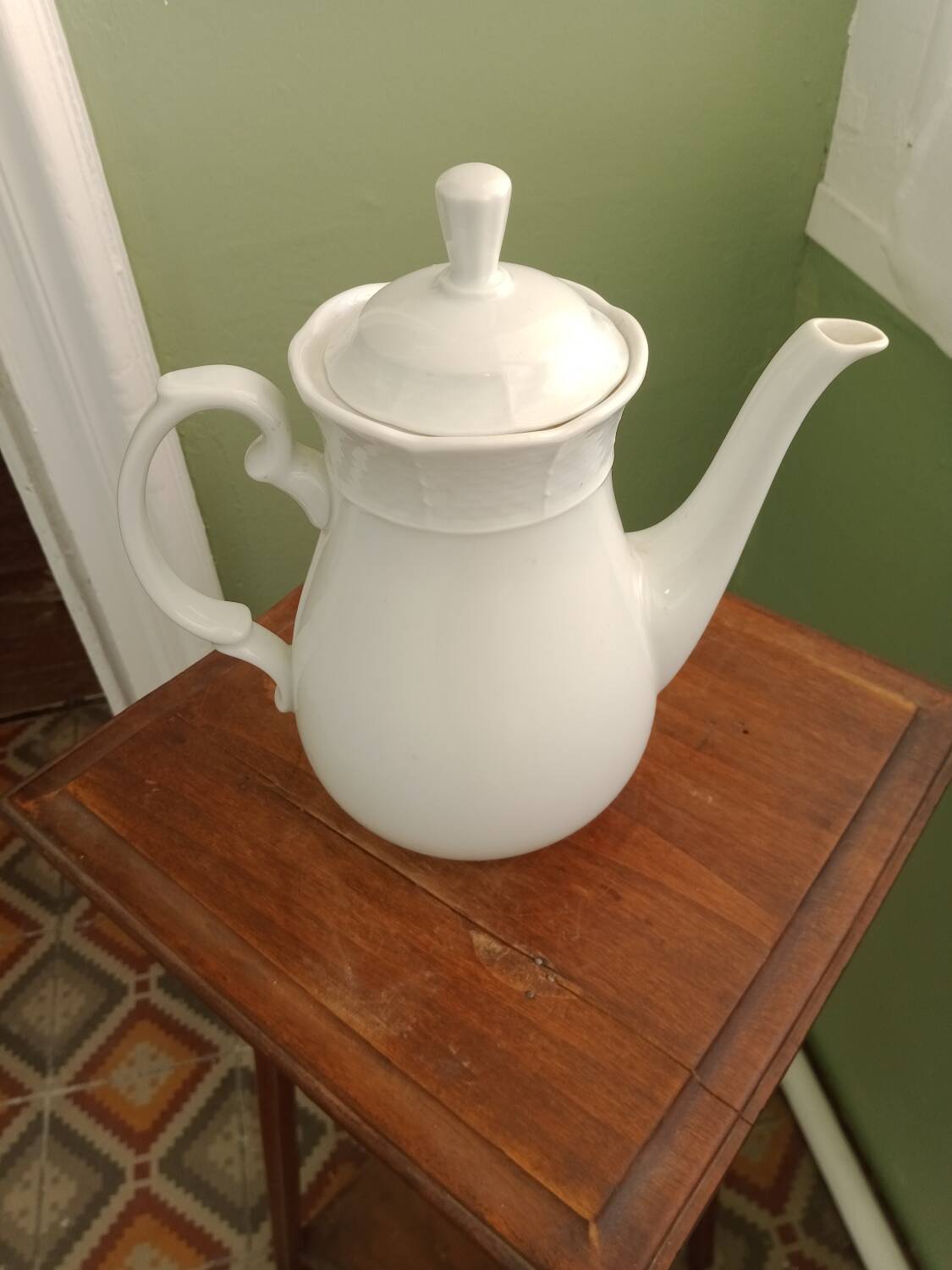 White porcelain teapot