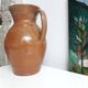Very large antique glazed terracotta jug H 40 cm