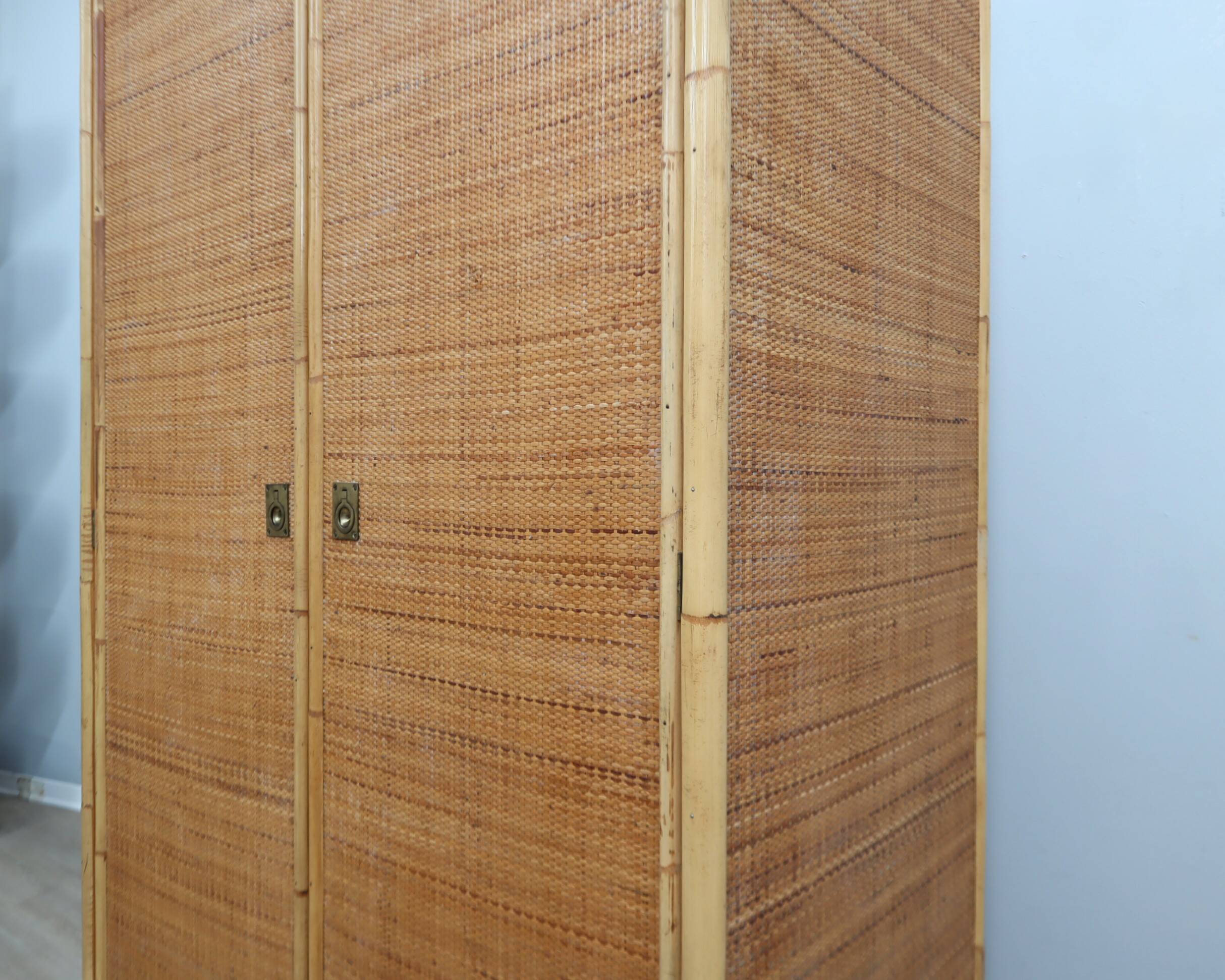 Vintage Dal Vera bamboo & rattan freestanding wardrobe 1970s